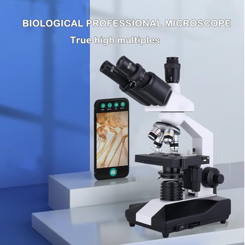 Herwicm Microscópio trinocular composto ampliação 40X-5000X, microscópio profissional de nível de pe