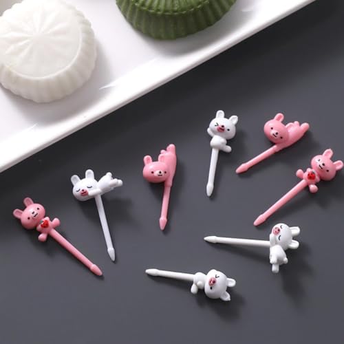 Garfinho Espetinho Tema Coelho para Frutas e Petiscos - Kit com 8 Peças de 4,5cm