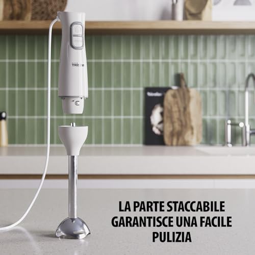 Tristar Frullatore a mano, frullatore a mano con piede in acciaio inox, funzione pulse e turbo, forma ergonomica, bianco, MX-4880 - Immagine 3