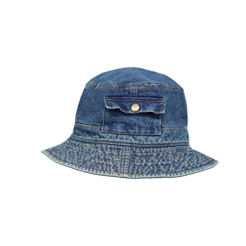 Withmoons Denim Bucket Hat Pocket Fishing Travel Sun Washed Cap Dwb1452 (Blue) #TOP2