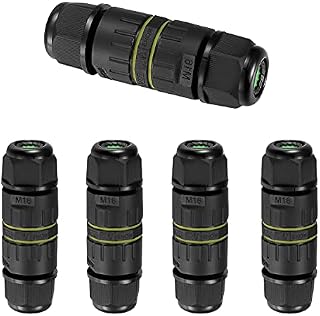 5 Pcs 3 Pole Waterproof Junction Box Outdoor Cable Connector, IP68 Junction Box External Inline Cable Connector, 2 Way Mains Electrical Weatherproof Sleeve Coupler Block Connector - Ø 6mm-12mm/Black
