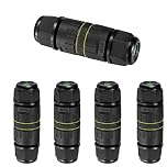 5 Pcs 3 Pole Waterproof Junction Box Outdoor Cable Connector, IP68 Junction Box External Inline Cable Connector, 2 Way Mains Electrical Weatherproof Sleeve Coupler Block Connector - Ø 6mm-12mm/Black