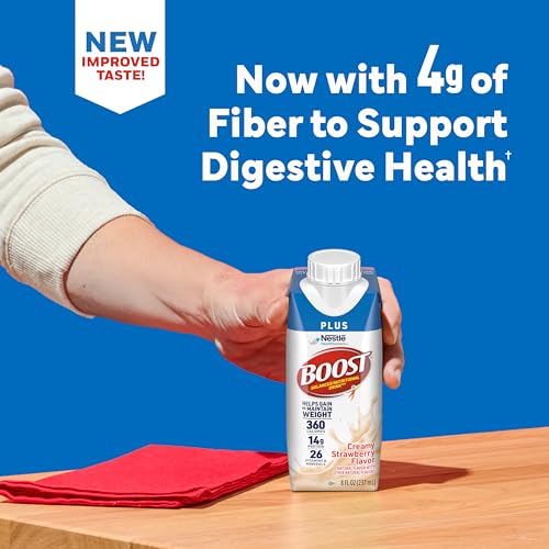 BOOST Plus Ready to Drink Balanced Nutritional Drink, Creamy Strawberry, 24 ml (Pack of 24)