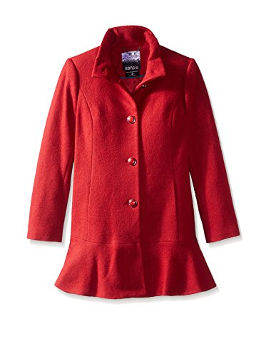 kensie Women's Stand Collar Button Up Wool Skirted Coat-j9401, Red, S