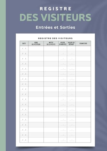 Registre des Visiteurs Entrées et Sorties: Registre d’Accueil des Visiteurs | Plus de 2000 Visites à Consigner | Suivi des Entrées, Départs & Motifs de Visite | Format A4 – 120 Pages