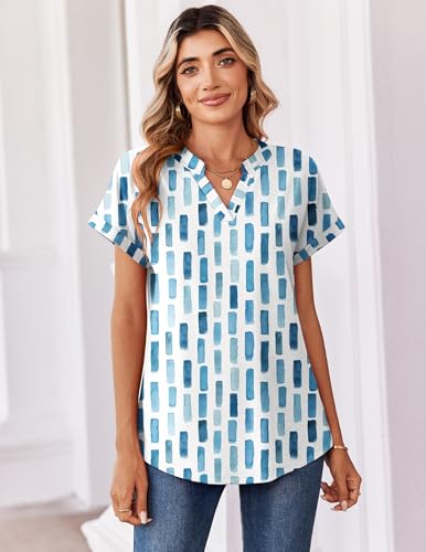 Image of Zeagoo Womens Tops Short Sleeve Summer V Neck Shirts Work Blouses Business Outfits Fashion Clothing