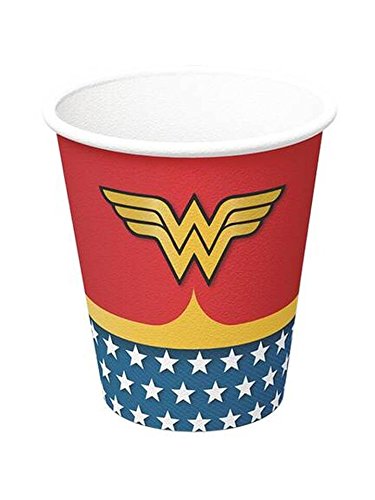 Copo Papel 200 ml Mulher Maravilha, Festcolor 103653, Vermelho/Azul, Festcolor, 103653, Vermelho/Azu