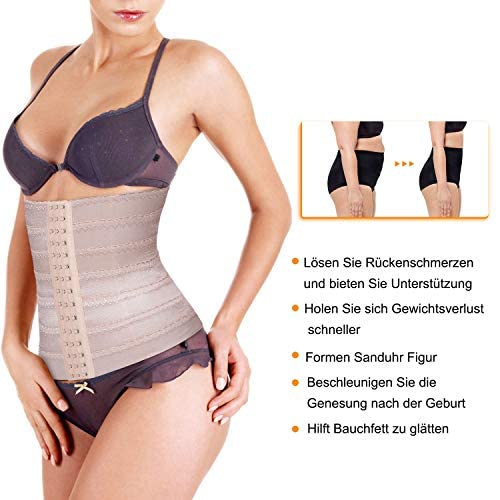 Bingrong Women's Waist Shaper Strong Shaping Tummy Control Shaper Breathable Bodice Underbust Corset Shapewear Adjustable Waist Cincher, skin-coloured, 3XL