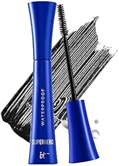IT Cosmetics Superhero Volumizing Waterproof Mascara – 24HR Wear – Resists Sweat & Humidity – Lash-loving Biotin, Peptides & Pro-Vitamin B5 – Super Black, 0.3 fl oz