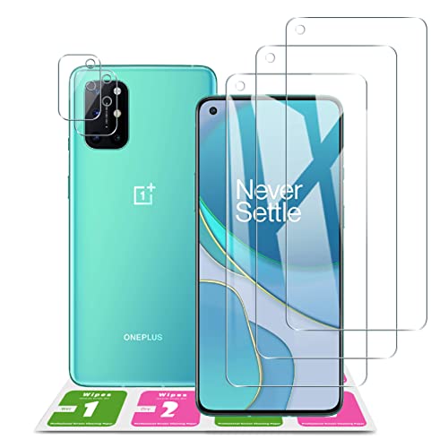 ã€3+2-Packã€‘ Wigsii Tempered Glass for OnePlus 8T Screen Protector 3 Packs+2 Packs Camera Lens Protector NordN10 9H Hardness HD Clear Scratch Resistant Bubble Free Anti-Fingerprints (for OnePlus 8T)