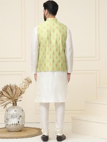 Image of SOJANYA (Since 1958 Men's Silk Blend Kurta Pyjama With Nehrujacket Set