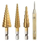💪 【Dimmension】 - Der Durchmesser der 3-Stufen-Bohrer beträgt 3-12 mm, 4-12 mm bzw. 4-20 mm und kann Ihren unterschiedlichen Anforderungen gerecht werden.