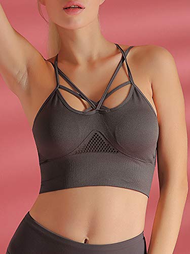 pedkit Sutiã esportivo feminino oco criss-cross strappy removível acolchoado treino atlético ioga co