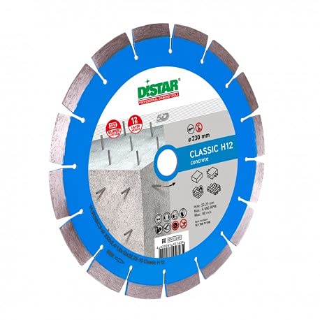 distar Disco diamantato per Media Acciaio cemento, cerotti Piastra in acciaio, cemento 1 a1rssc3 W 232 X 2,4/1,6 X 12 X 22,23 – 16 Classic H12 Reinforced Concrete, Paving Slab, Green Concrete