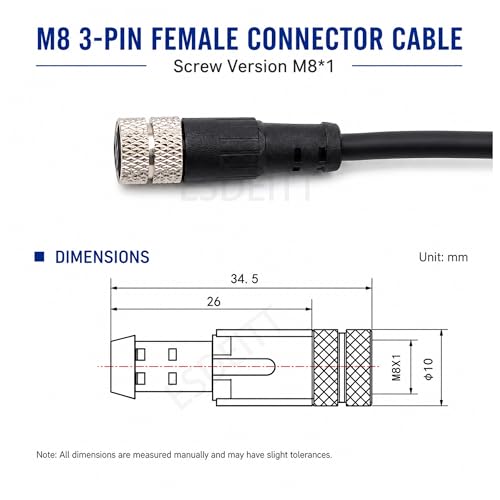 Conector M8 hembra con cable ignífugo de 2m para entornos con humedad 2