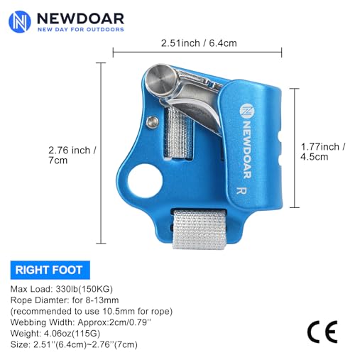 Dispositivo de escalada NewDoar Foot Ascender Riser Rock Climbing Mountaineering Equipment, Right bl