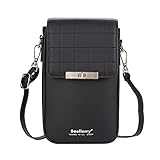 FANDARE Sac de téléphone Femmes Sac À Bandoulière Fille Sacoche Portefeuille Portable Sac d'épaule pour Achats Fête École Voyage Cartable Pochette Phone Crossbody Bag Noir