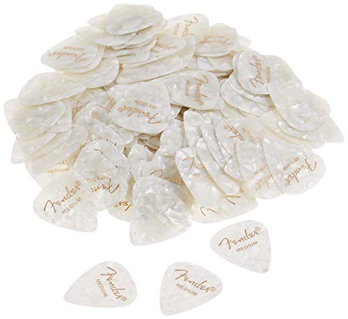 Image of Fender Premium Celluloid Guitar Picks 351 Shape, Guitar Accessories, White Moto, Medium, 144-Pack