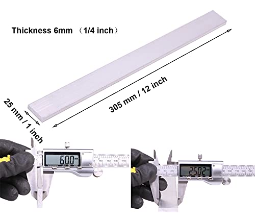6 Pieces 1/4" (6Mm) X 1"(25Mm) Square Aluminum Flat Bar 12" Long .236"6061 General Purpose Plate,T6511 Solid New Mill Stock #TOP1