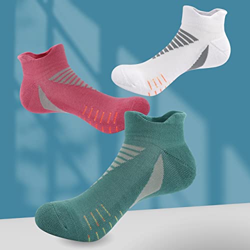 Serisimple Low Cut Performance Bamboo Cotton Socks Padding Athletic Cushion Compression Wicking Running Socks For Men Women 3 Pairs (X-Large, Green) #TOP4