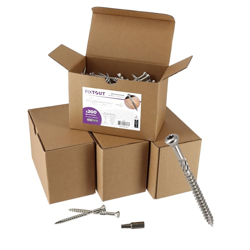 Lot de 800 vis terrasse en INOX A2 à tête fraisée réduite - Empreinte Torx 25-4 embouts Torx 25 OFFERTS - Diamètre 5 mm - Longueur 70 mm