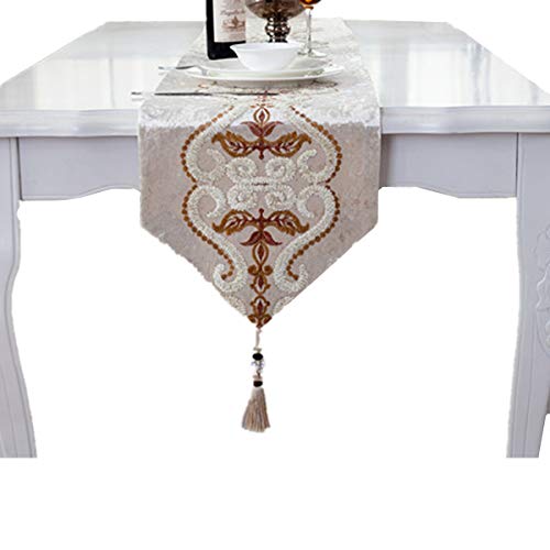 Bettery Home テーブルランナータッセル付き北欧風刺?テーブルクロス結婚式クリスマスパーティー33のx 180センチメートルライトベージュ