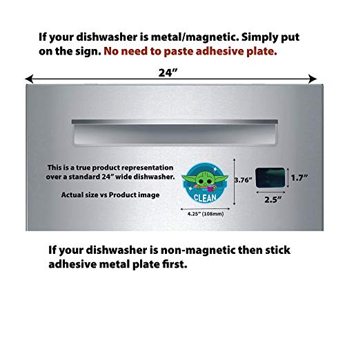Baby Yoda Waterproof Dishwasher Magnet Clean Dirty Sign Double Sided Unique Shape With Bonus Adhesive Metal Plate Star Wars Mandalorian Fridge Magnet Cute Baby Yoda The Child Kitchen Accessory #TOP4