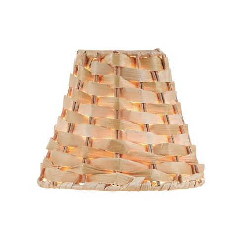 Image of Aspen Creative 51001 Empire Clip On Chandelier Natural Banana Leaf Lamp Shade, 3 inch Top x 6 inch Bottom x 4-3 /4 inch Slant Height