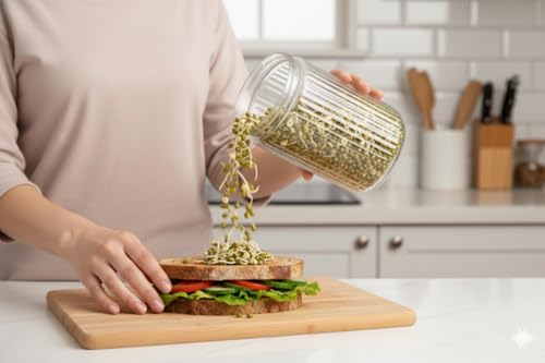 Image of Sprouts Maker Jar - 720ml Durable & Reusable Sprouter for All Seeds and Beans, BPA-Free with 300-Hole Mesh Lid for Airflow, Odor-Free, Easy Drainage, and Hygienic Sprouting (750ml)