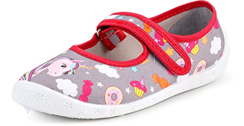 Ladeheid Hausschuhe Kinder Mädchen mit Klettverschluss,...