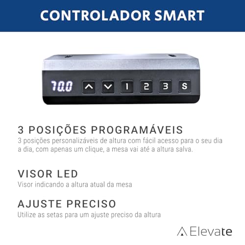 Mesa com Regulagem de Altura Elétrica Dois Motores Elevate 330 (Branco)