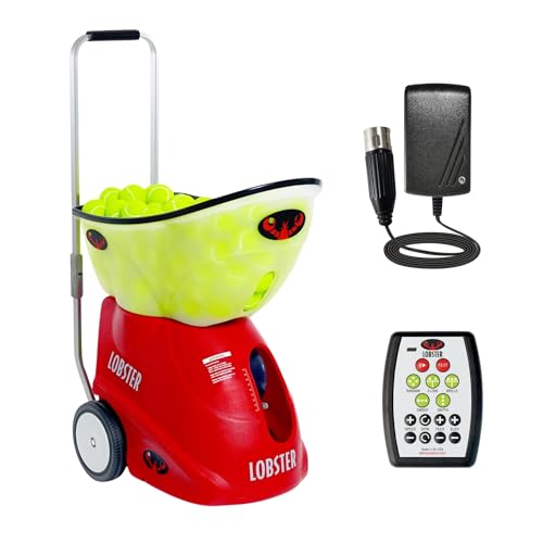 Lobster Sports Elite Grand Five LE Tennis Ball Machine – Full Digital, Adjustable Ball Speed, 12 Pre-Loaded & 12 Custom Drills, Match Play, Spin Control, Holds 150-Balls, with 20 Function Remote