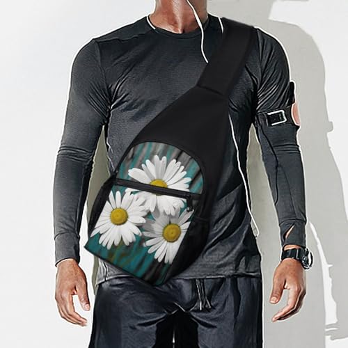 Mochila tipo sling Daisy Flowers blanca con diseño floral miniatura 7