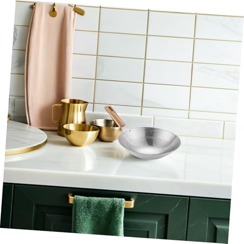 Wok de acero inoxidable con mango de madera miniatura 5