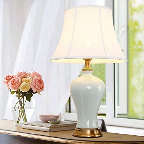 Lampe de table en céramique d'art et socle en cuivre chic pour salon