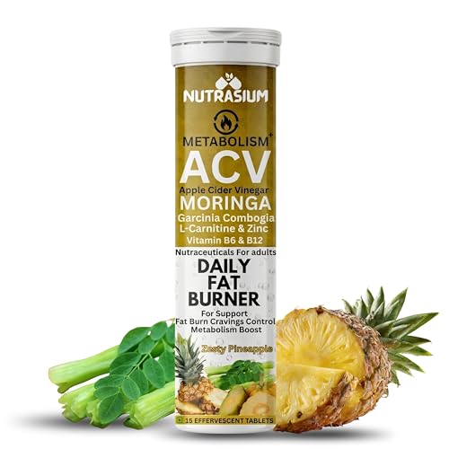 Image of Nutrasium ACV Moringa Metabolism Plus | Apple Cider Vinegar Effervescent Tablet | For Supports Weight Loss, Control Cravings, Convert Fat Into Energy, Boost Energy & Immunity | 15 Tablets Pineapple
