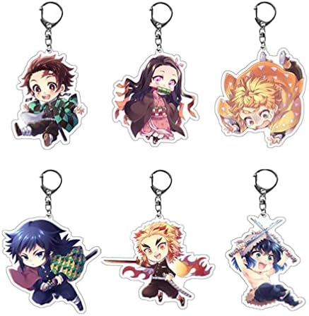AG Dreamy 6 Pack Anime Keychians for Demon Slayer Keychain Set Cute Key Chain and Charm for Handbags, Purses, Bags (6PCS)