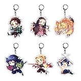 AG Dreamy 6 Pack Anime Keychians for Demon Slayer Keychain Set Cute Key Chain and Charm for Handbags