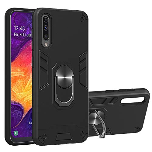 NR Cover Samsung Galaxy A50 /A30S /A50S, 2 in 1 Armour Hybrid Dual Layer Armatura Defender PC + TPU Bumper Silicone Custodie Case Cover con 360° Girevole Ring Supporto per Samsung A50 - Nero