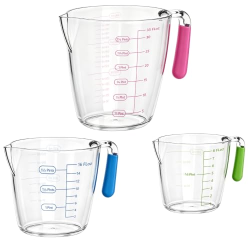 Juego de 3 Vasos Medidores Plásticos Apilables con Asa y Pico Anti-goteo miniatura 1