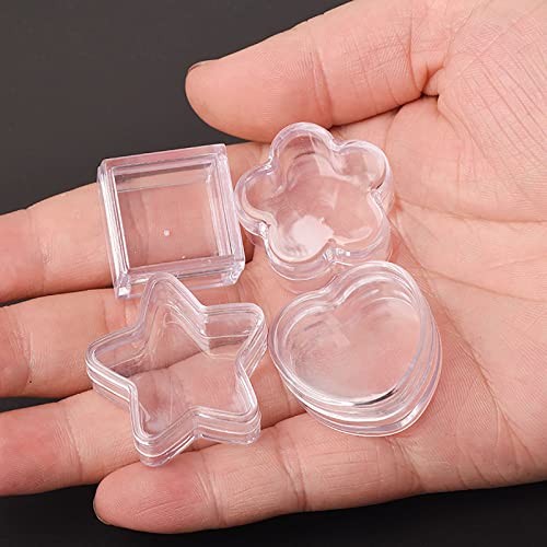 Image of NA TMXAOK 12 Pack Mini Clear Plastic Bead Storage Containers Box Lovely Heart Shape Small Box Earring Travel Organizer Cute Storage Case for Small Items, Pills, Tiny Bead, 1.37 x 0.6inch