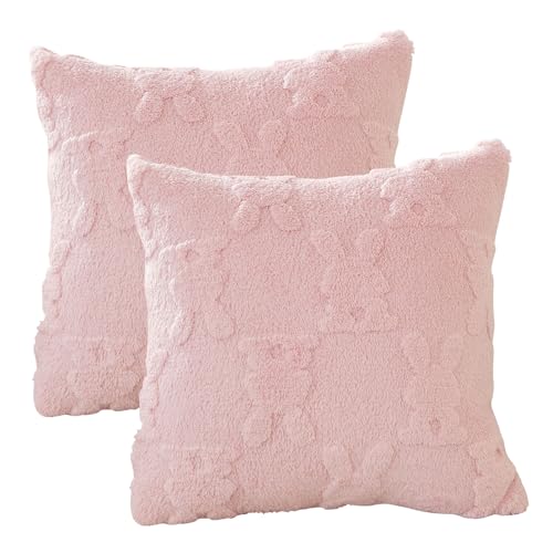 kaiwern Pillow Covers Rustic Style Plush Decorative Cushion Covers with Zipper Velvet Throw Pillow Covers 18x18 for Couch Pillowcases Standard Protector (02)