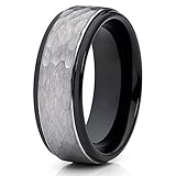 Silly Kings 8mm Gray Tungsten Carbide Wedding Band Hammered Design Men & Women Comfort Fit 8.5