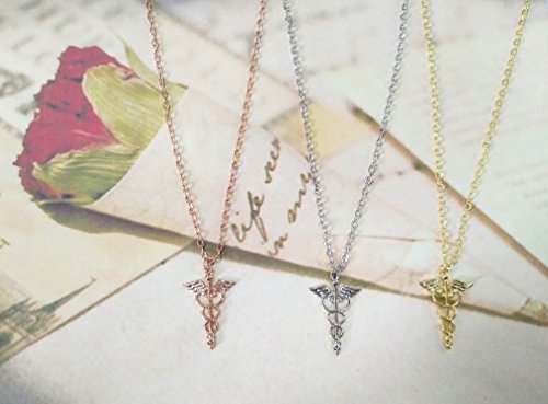 Gold Silver Medical Caduceus Pendant Necklace for Doctor Nurse Gifts2