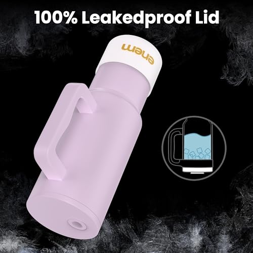Image of enem Tumbler, Lavender Dream, Tumbler with Metal Straw, Sipper, with Lid Leak Proof, 1 Metal Ice Cube, 1 Copper Spring (Tamba), Base Protector (Black /White), Mug Travel, 1.2L