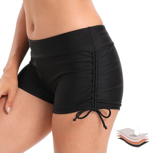 TUONYIS Shorts de Natación para Mujer, Pantalones Cortos de Natación, Traje de Baño Mujer Bañador de Secado Rápido para Playa, Piscina, Deportes Acuáticos (Black)