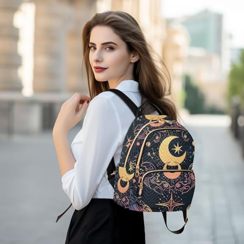 Image of ALAZA Moon Stars Alchemy Witch Small Backpack Purse for Women Travel Bag Fashion Daypack Back Pack Shoulder Bag