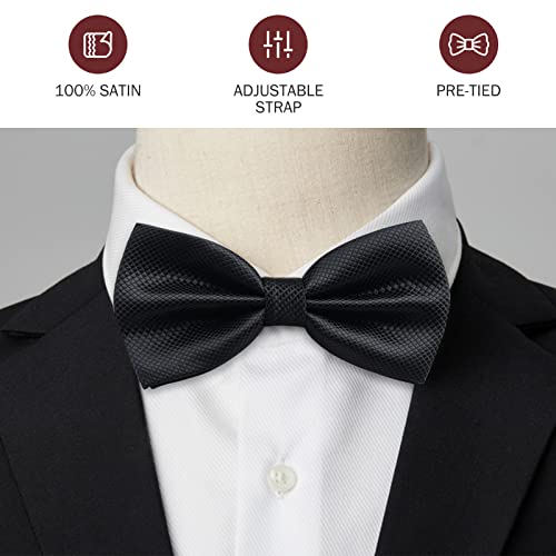 Apictseoo Men's Pre-Tied Adjustable Bow Tie For Men Boys, Solid Formal Mens Bowties Black #TOP1