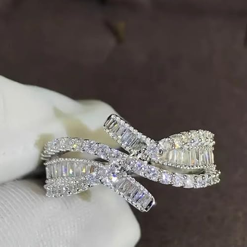 White Gold Plated Shining Cubic Zirconia Creative Hollow Design Engagement Rings Wedding Bridal Band Promise Rings Evening Parties Anniversary Valentine's Day Gifts Eternity Bands for Women4