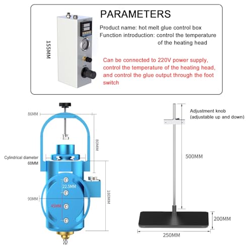 Máquina dispensadora de Pegamento termofusible, Equipo automático de Goteo de Pegamento, Soporte Ajustable para componentes electrónicos, aplicación versátil y eficiente.